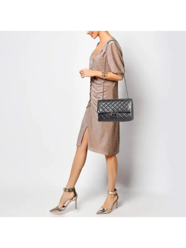 シャネル グレー ショルダーバッグ CHANEL Pre-Owned 2.55 リイシュー ショルダーバッグ | グレー