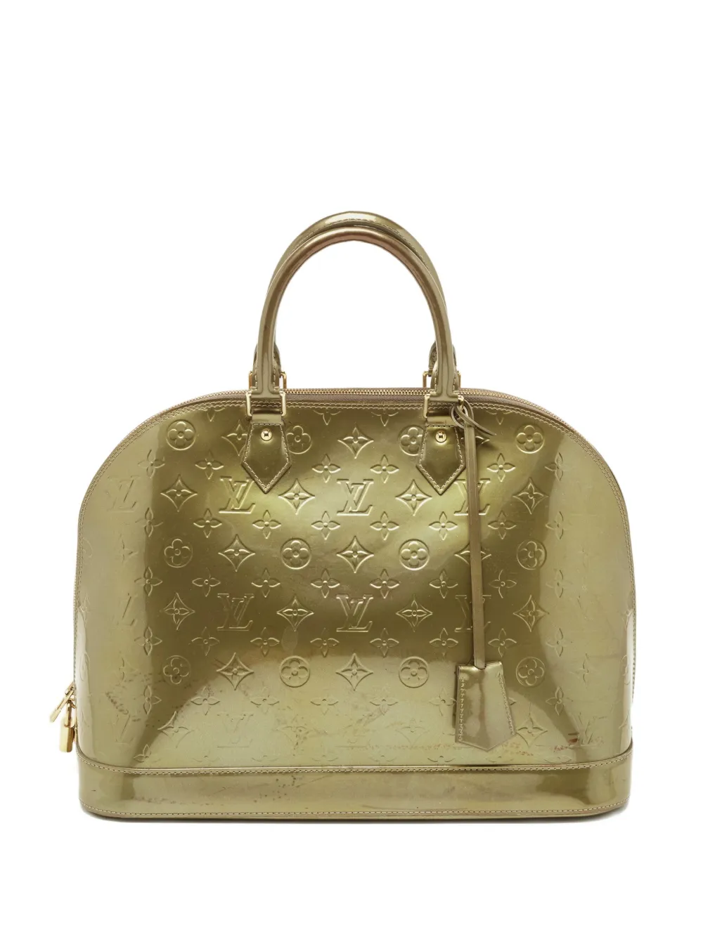 Pre-owned Louis Vuitton Alma Gm Monogram Leather Tote Bag In Gold