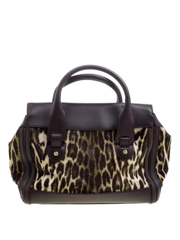 Gucci Pre Owned leopard print tote bag women Calf Hair Calf Leather Suede One Size Brown