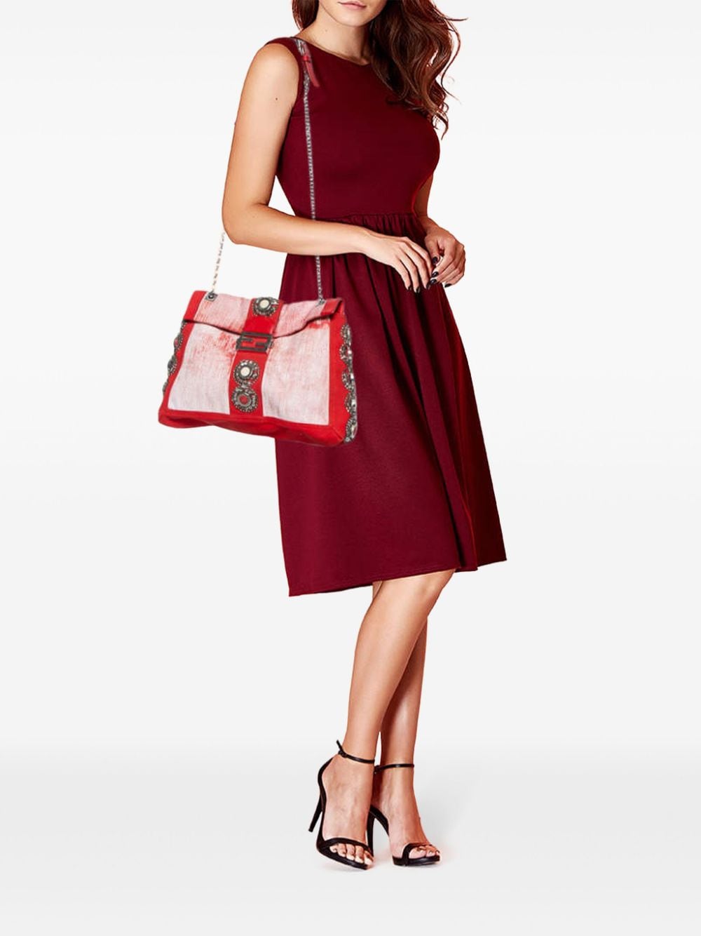 FENDI Baguette schoudertas met ketting - Rood