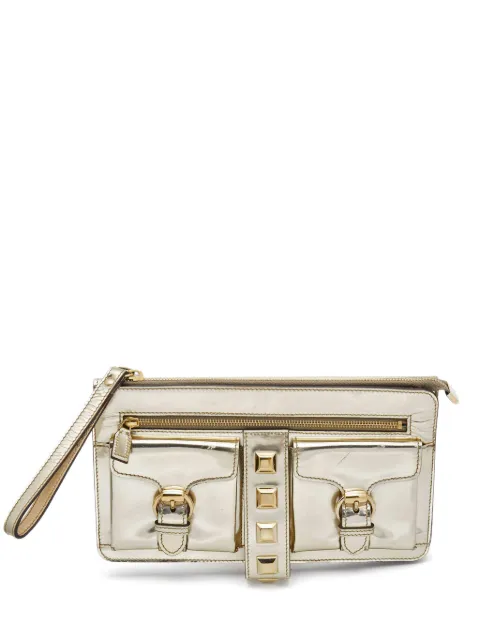 Gucci metallic studded clutch bag