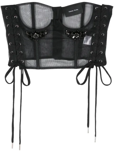 Simone Rocha corset con agujetas y detalles de cristal