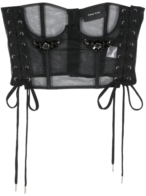 Simone Rocha crystal-embellished lace-up Corset | Black