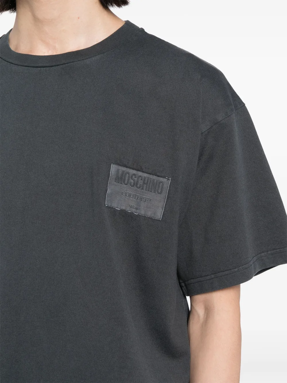 Moschino Katoenen T-shirt met logopatch Zwart