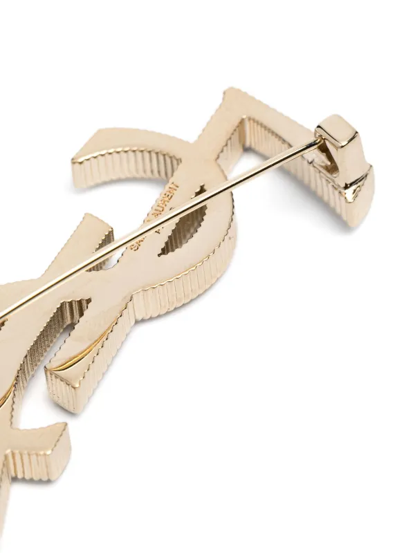 Saint Laurent Cassandre Textured Brooch | Gold | FARFETCH