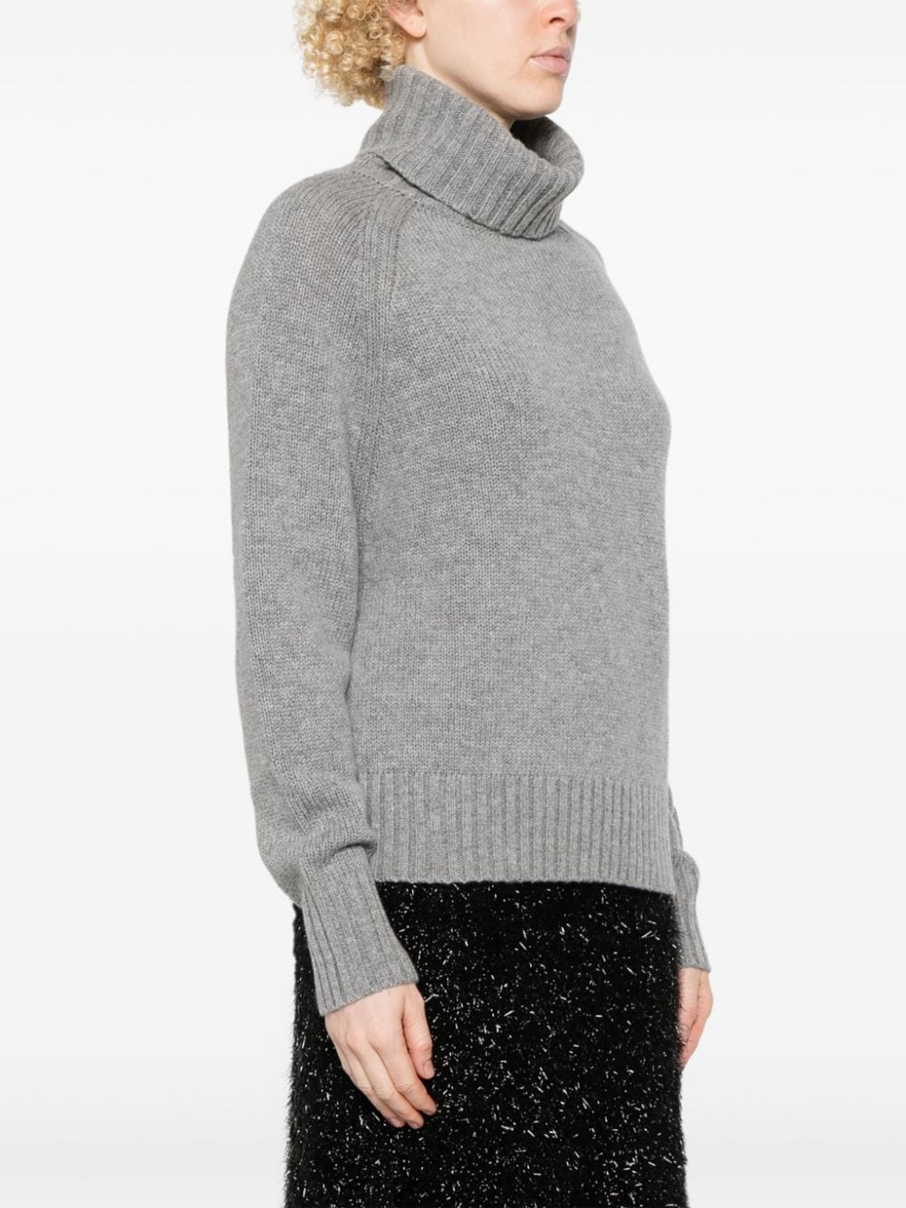 Shop Allude Roll-neck Sweater In Grey