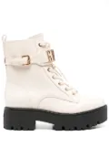 GUESS USA logo-lettering lace-up boots - White