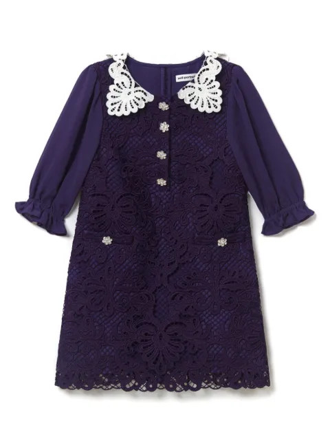 Self-Portrait Kids vestido corto con encaje floral