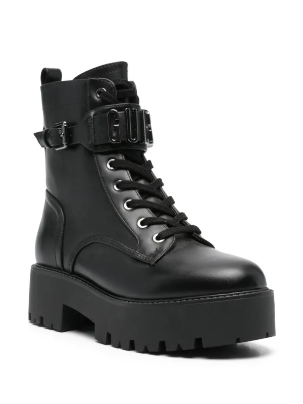 GUESS USA 50mm logo lettering Boots Black FARFETCH AU