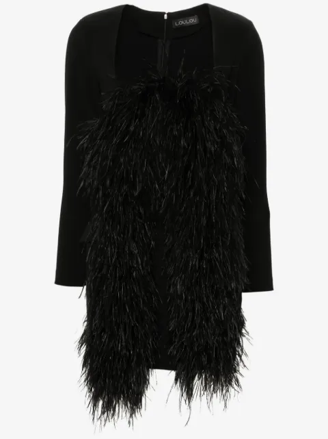 Loulou feather-trim mini dress