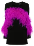 Loulou feather-trim mini dress - Black