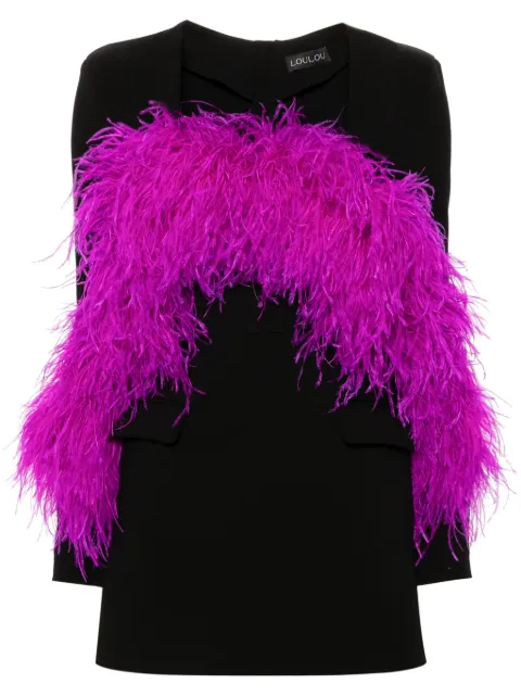 Loulou feather-trim mini dress