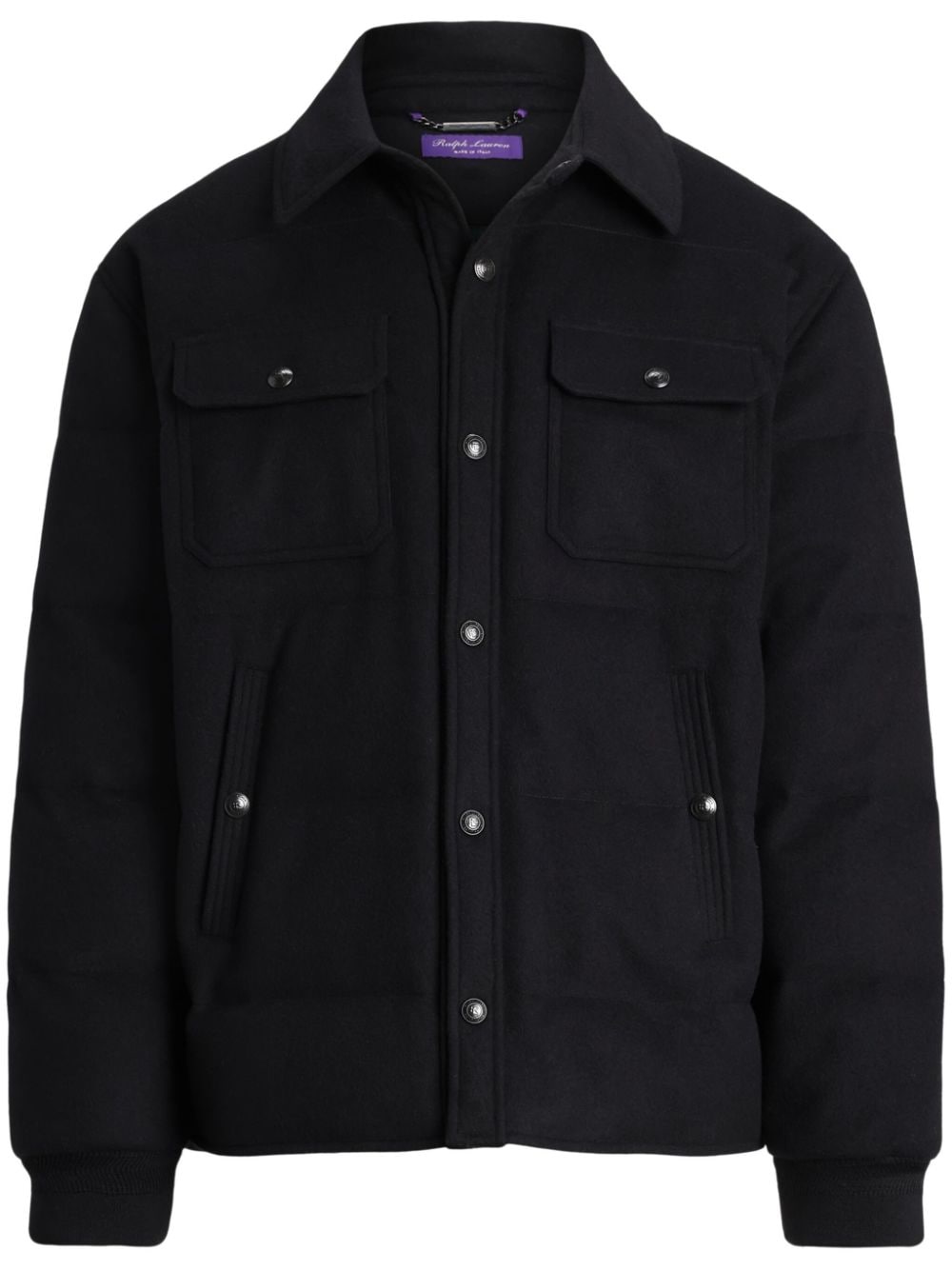 Shop Ralph Lauren Purple Label Padded Shirt Jacket In Black