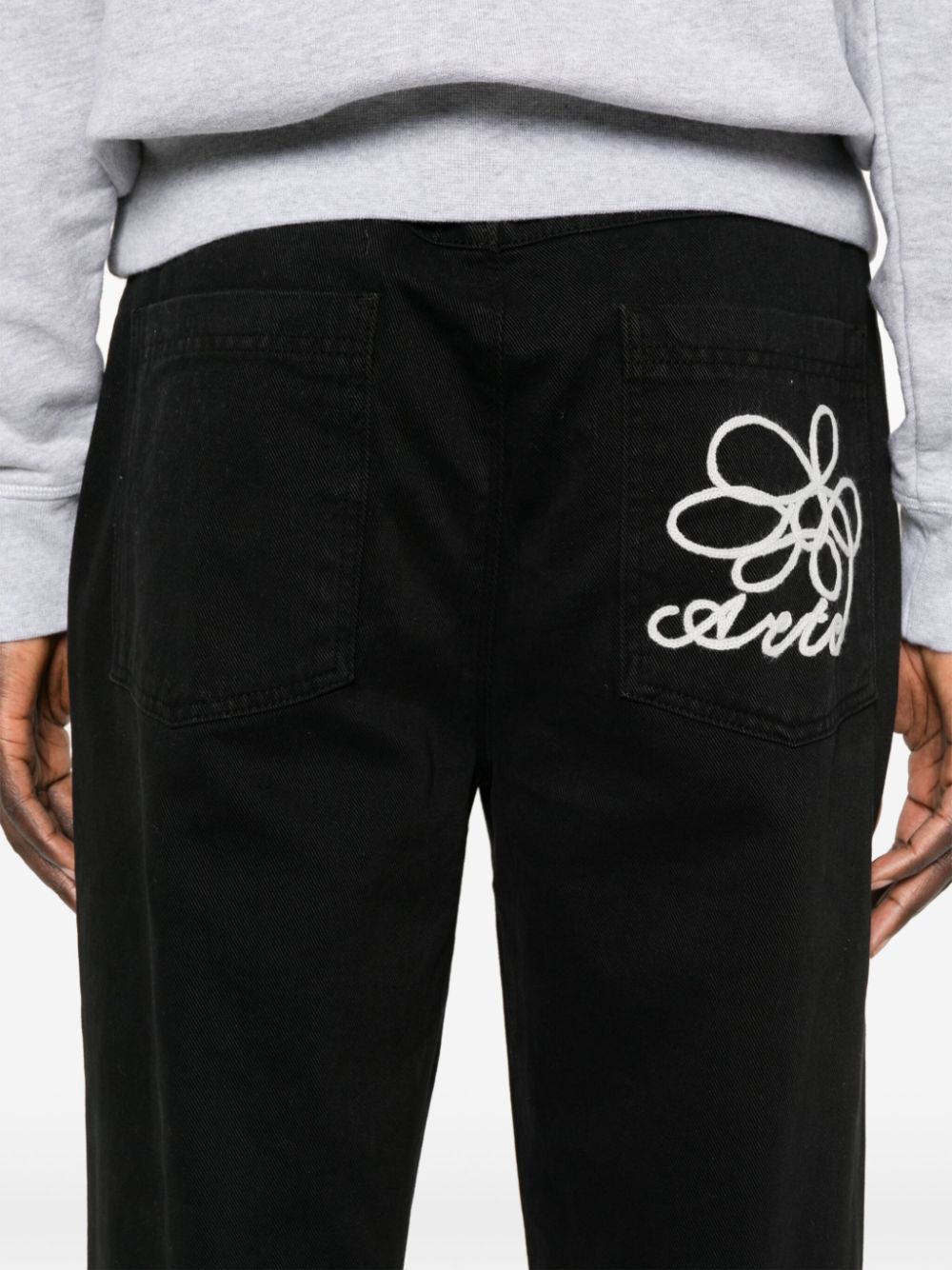 Shop Arte Embroidery Pocket Jeans In Black