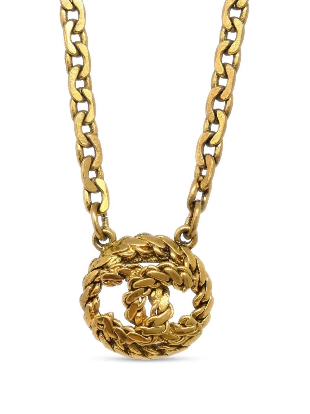 CHANEL Pre-Owned 1984 halsketting met logo hanger - Goud