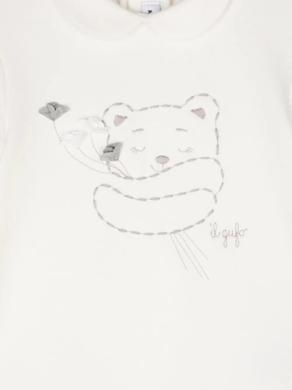 Il Gufo Pyjama met geborduurde teddybeer Wit