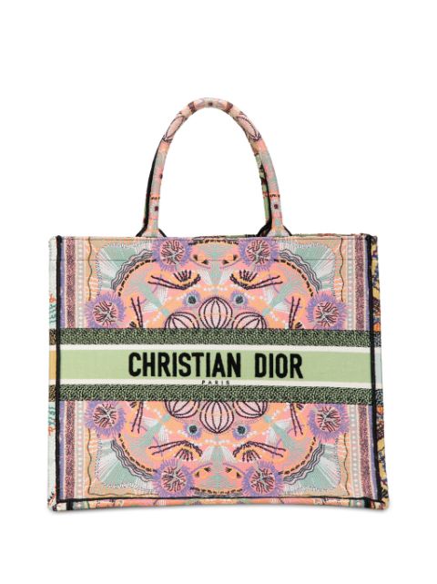 Christian Dior 2020 Cruise Large Lights Embroidered Multicolor Canvas Book tote bag Women