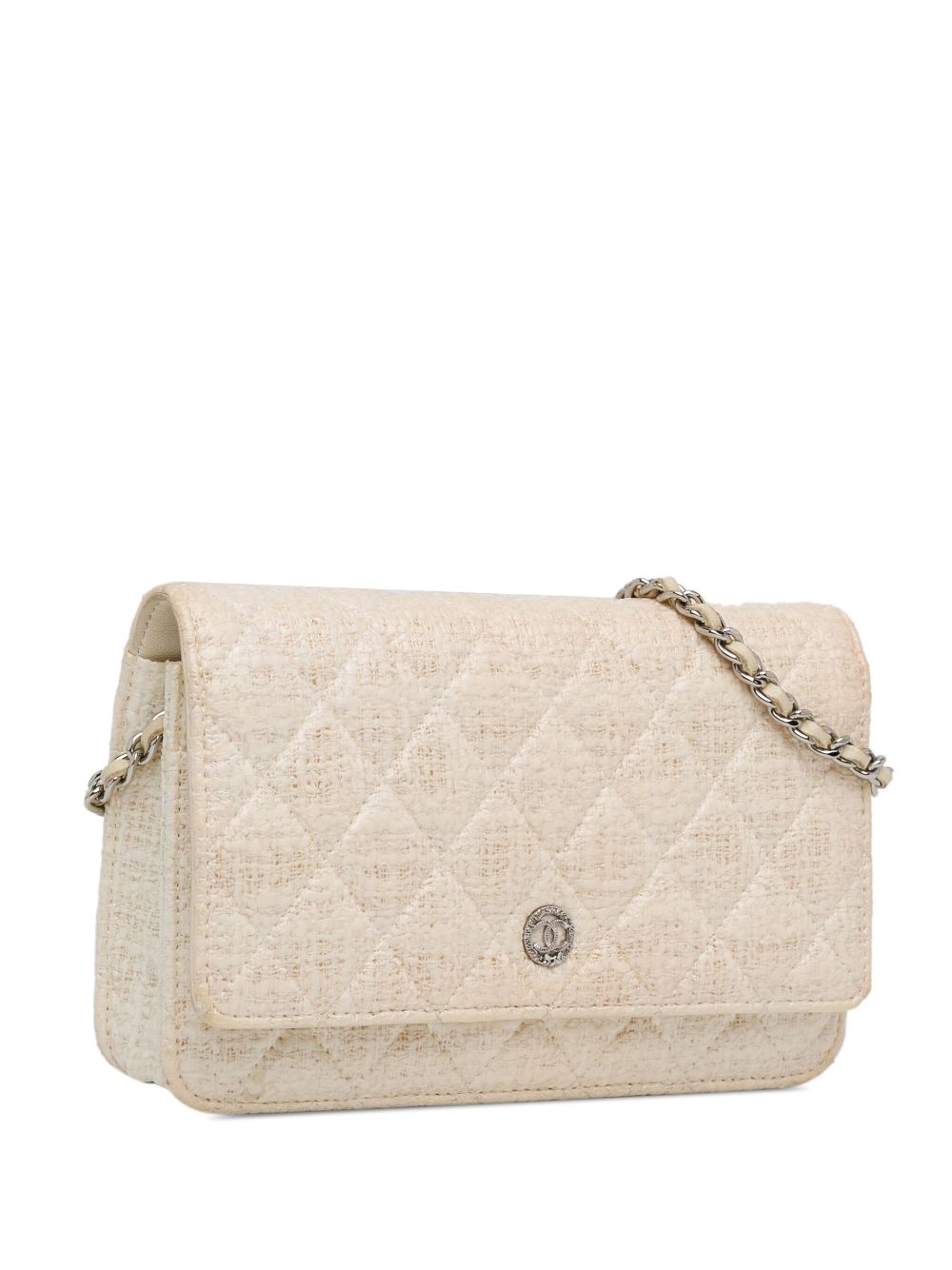 CHANEL 2012-2013 CC Coated Tweed Wallet On Chain crossbody bag Women