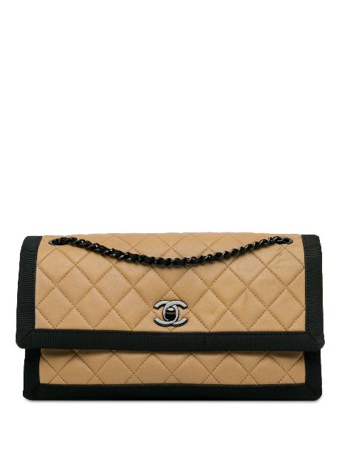 CHANEL 2015-2016 Medium Quilted Lambskin Grosgrain Two Tone Flap shoulder bag Women