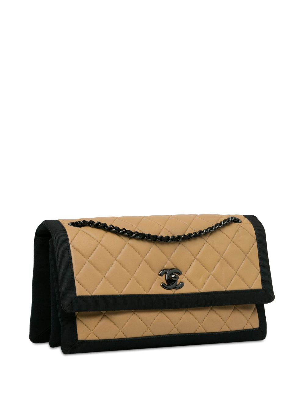 Affordable HOT SALE CHANEL 2015-2016 Medium Quilted Lambskin Grosgrain Two Tone Flap shoulder bag Women