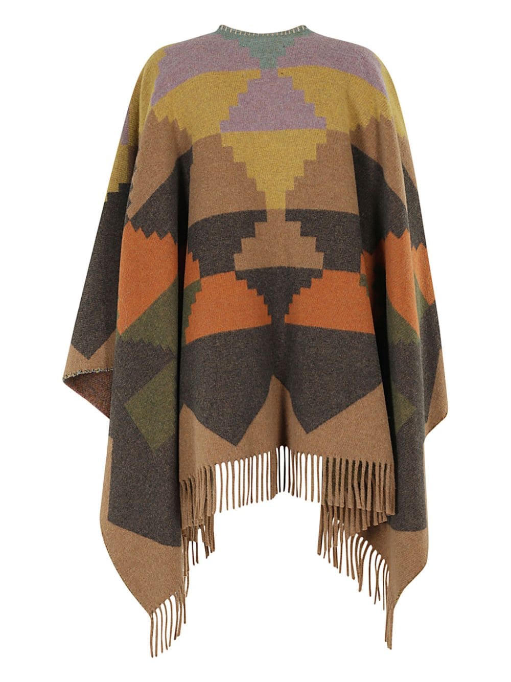 Bazar Deluxe Cape met intarsia patroon - Beige