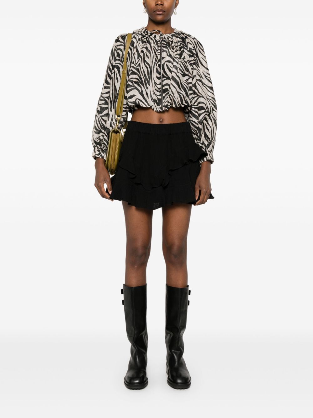 PNK zebra-printed cropped bomber - Black