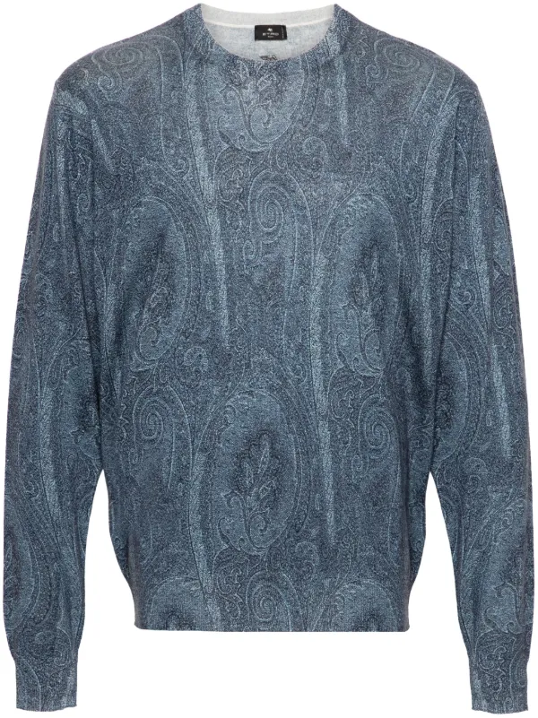 【送料&関税込】Etro Paisley Sweater ETRO Paisley-Print Silk and Cashmere-Blend Sweater for Men