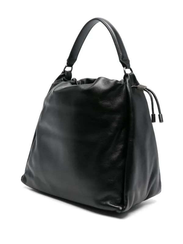 BRUNELLO CUCINELLI ブラックトートバッグ Brunello Cucinelli Pannier Shopper Tote in Techno Cotton