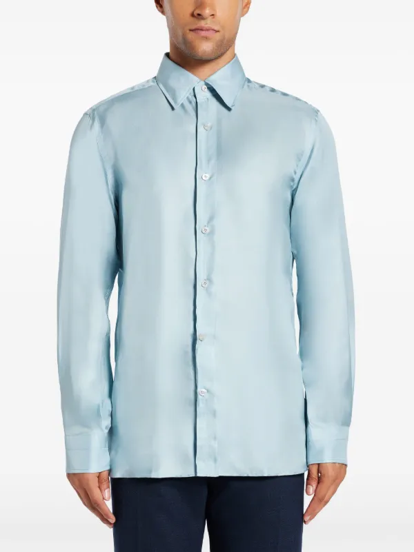 TOM FORD Buttoned Silk Shirt | Blue | FARFETCH