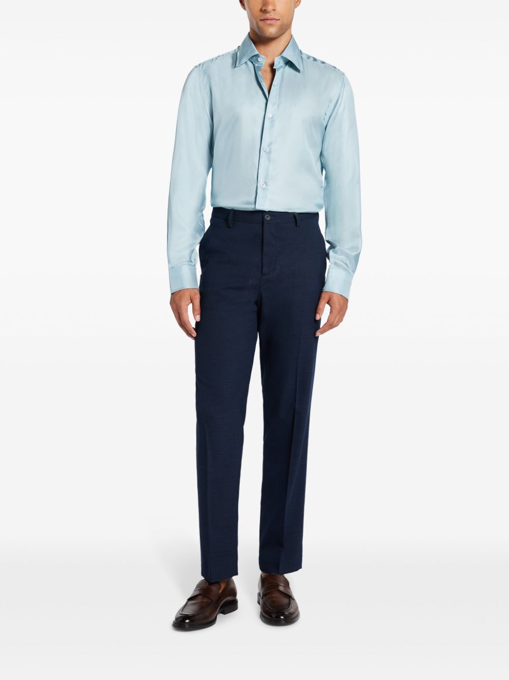 Shop Tom Ford Buttoned Silk Shirt In Blue