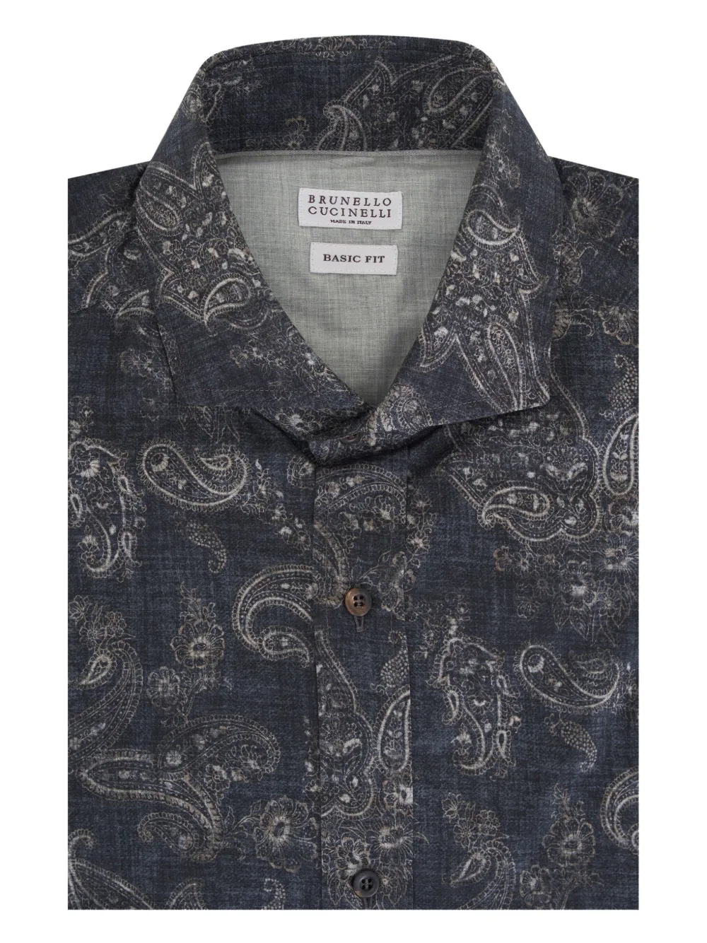 Brunello Cucinelli paisley-print button-up shirt Grijs