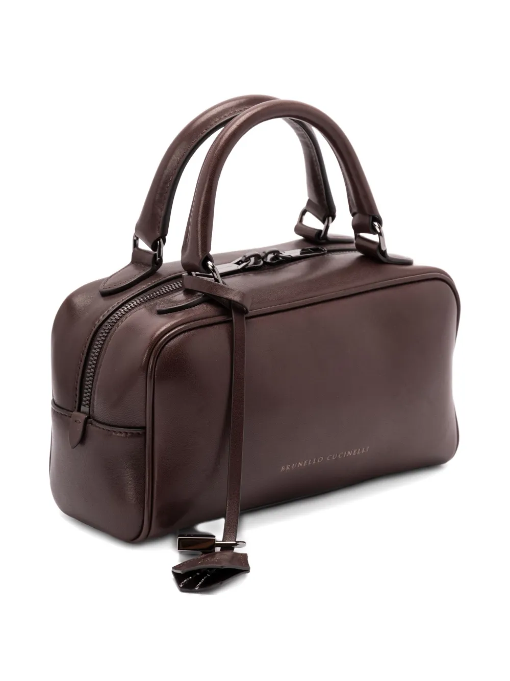 Brunello Cucinelli Shopper met rits en handgreep Bruin