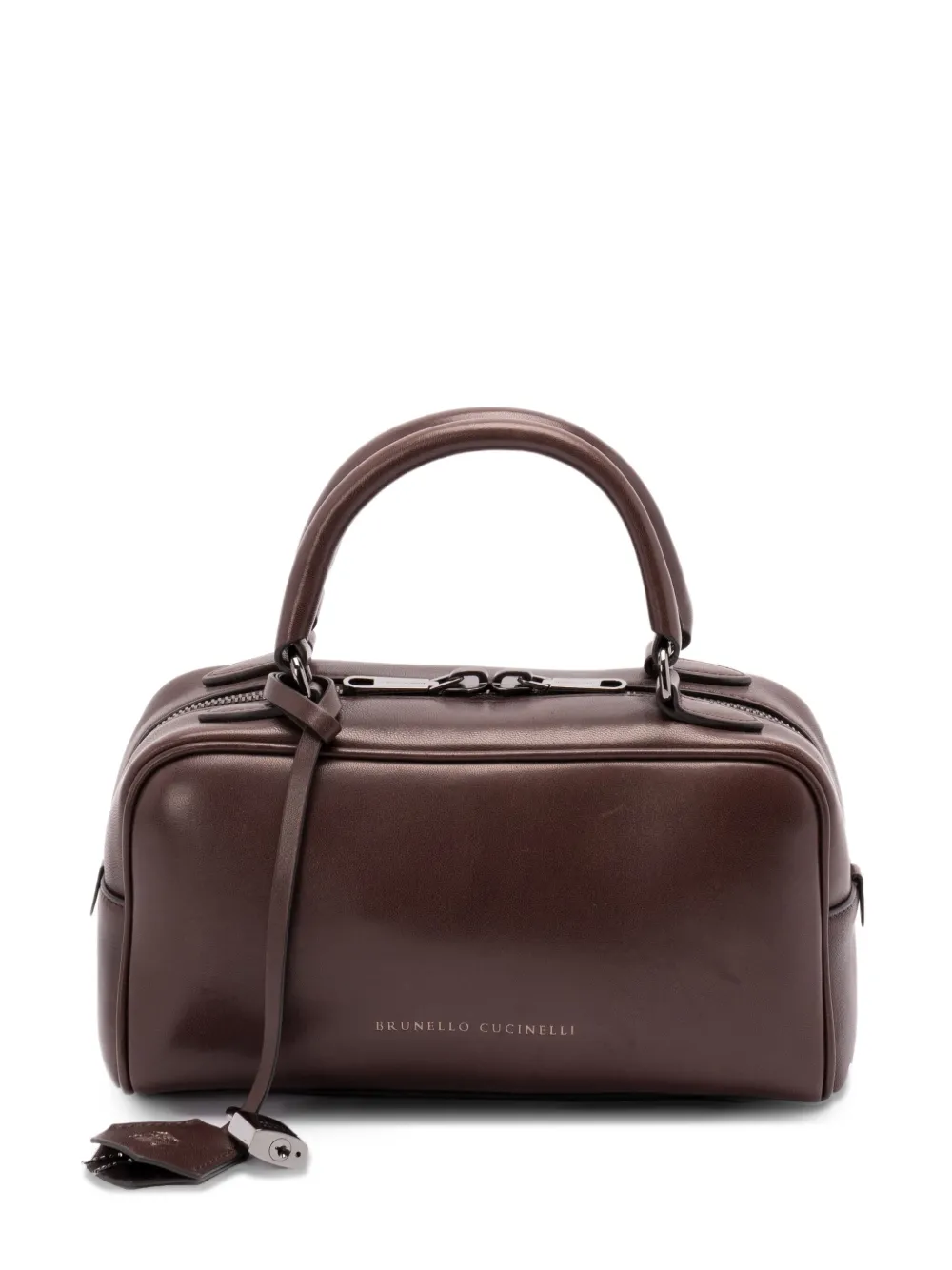 Brunello Cucinelli Shopper met rits en handgreep Bruin
