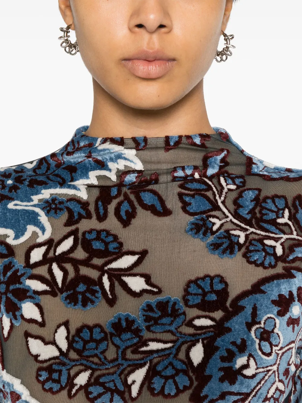 ETRO Fluwelen top met jacquard Blauw