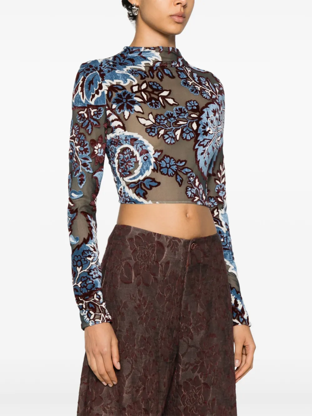 ETRO Fluwelen top met jacquard Blauw