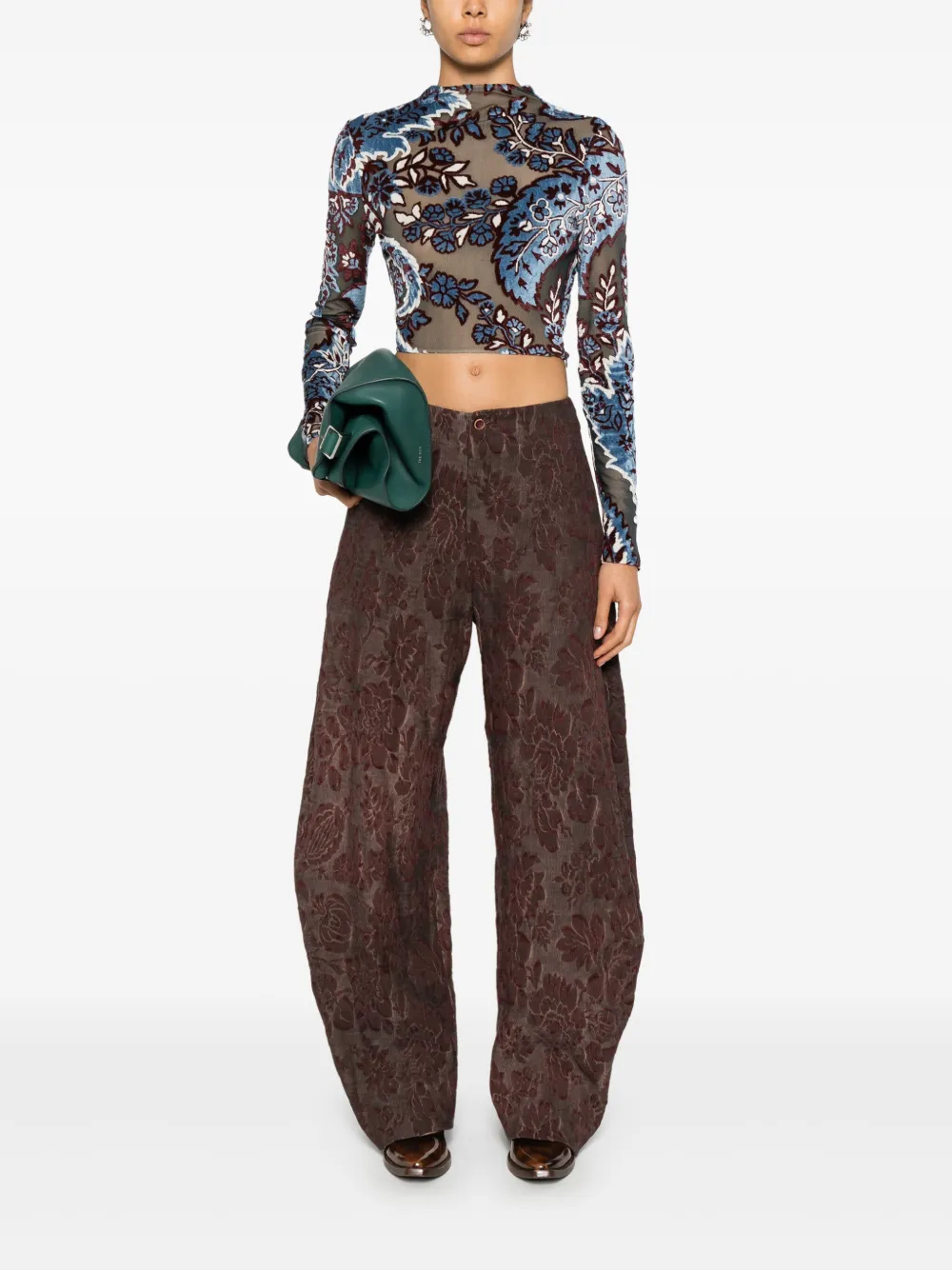 ETRO Fluwelen top met jacquard - Blauw