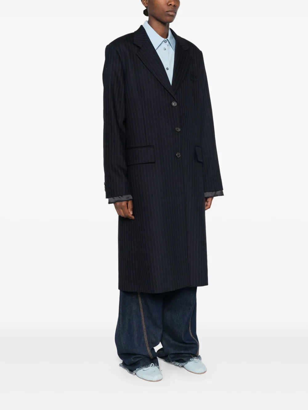 Miu Jas met krijtstreep Blauw