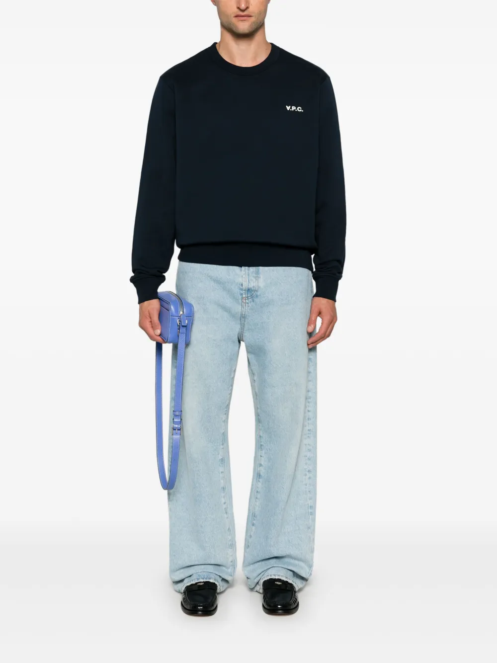 A.P.C. flocked-logo sweatshirt - Blauw