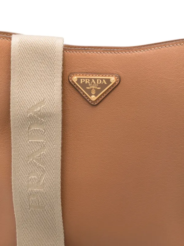 Prada triangle-logo Leather Crossbody Bag | Brown | FARFETCH