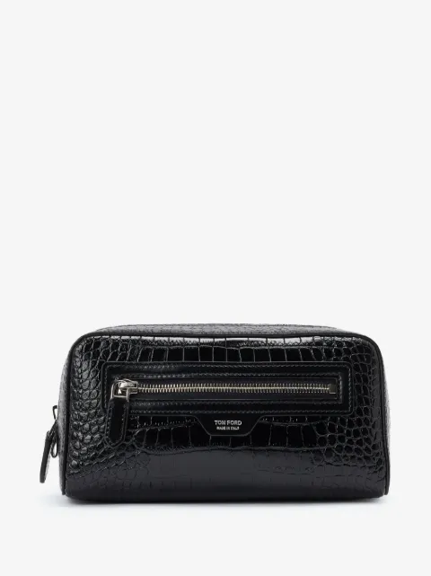 TOM FORD crocodile-print leather wash bag