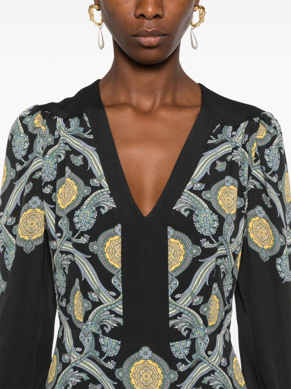 Shop Etro Paisley Midi Dress In Black