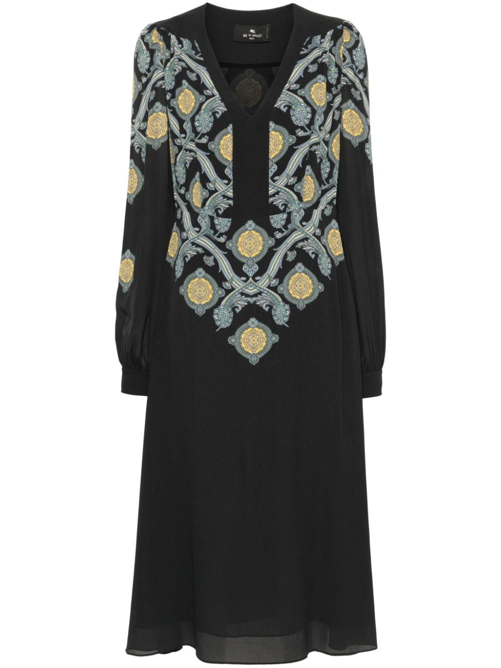 Shop Etro Paisley Midi Dress In Black