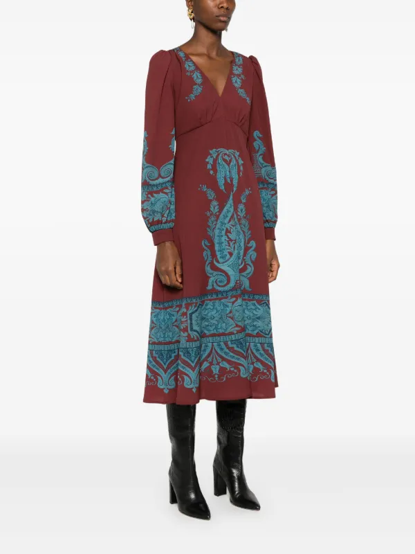 【送料&関税込】Etro Dress With Paisley Designs Etro Long-Sleeve Velvet Paisley Dress - Bergdorf Goodman