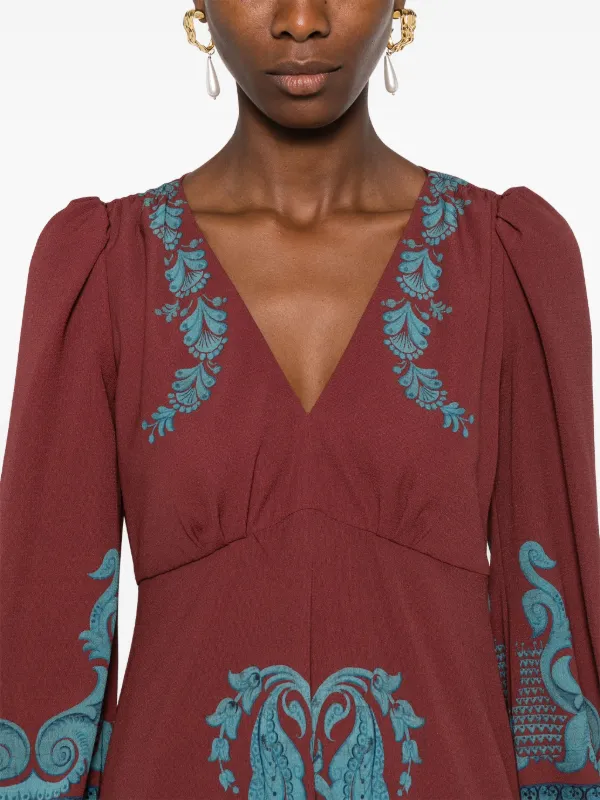 【送料&関税込】Etro Dress With Paisley Designs Etro Long-Sleeve Velvet Paisley Dress - Bergdorf Goodman