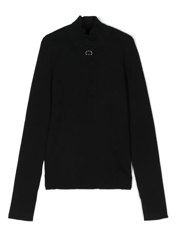 TWINSET Kids logo-plaque Turtleneck Sweater Black FARFETCH
