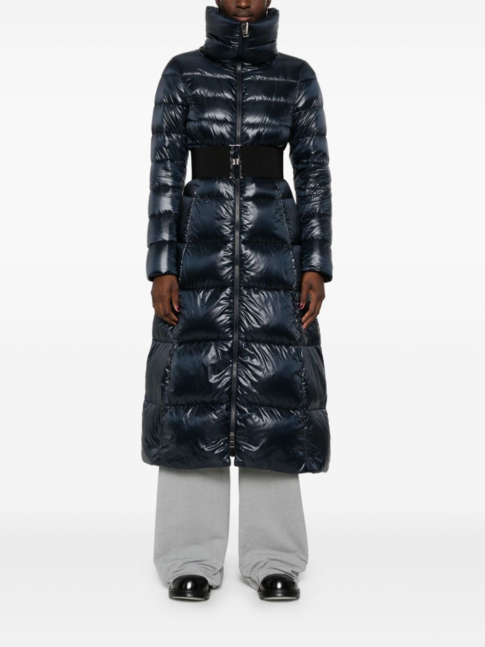 Shop Herno Belted Parka In Blau