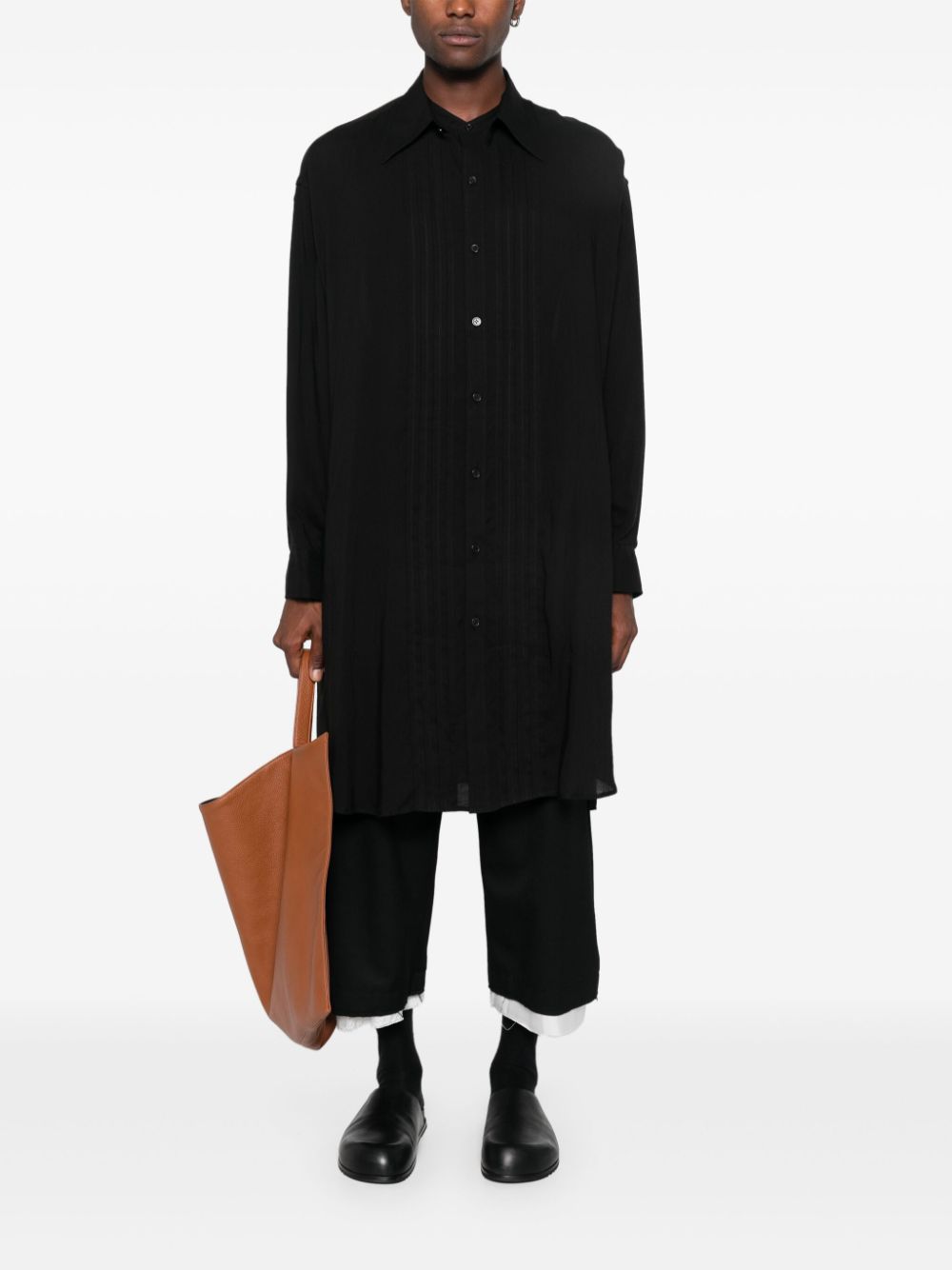 Yohji Yamamoto Overhemd met geplooid detail - Zwart