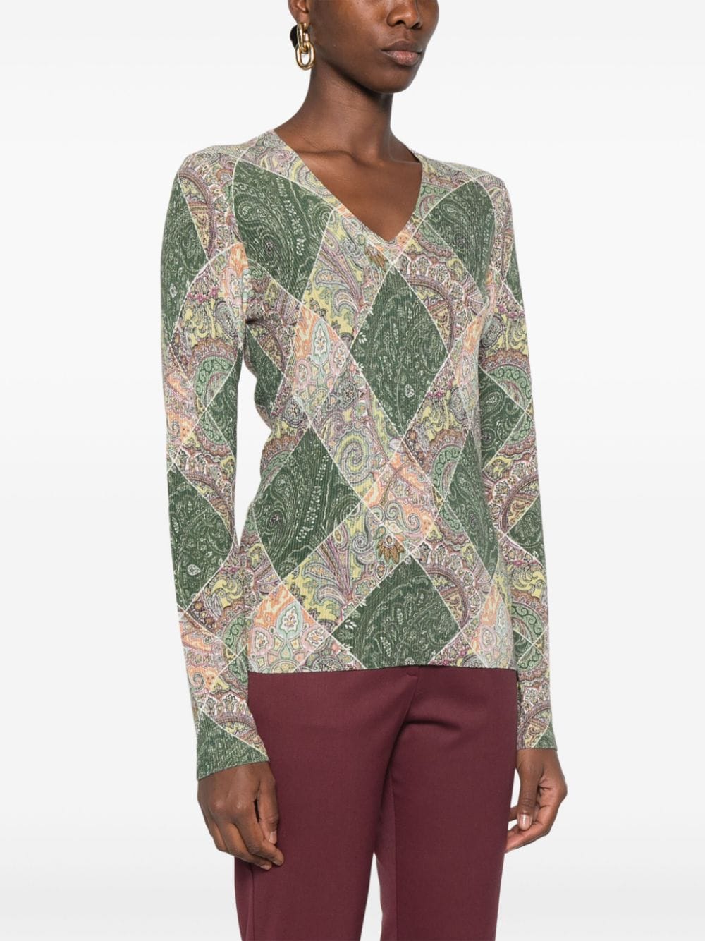 Shop Etro Diamond-pattern Sweate In Neutrals