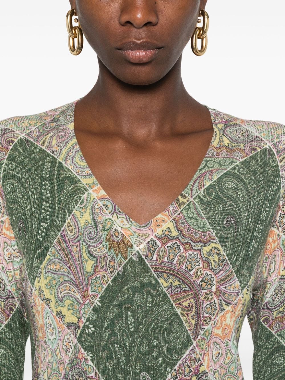 Shop Etro Diamond-pattern Sweate In Neutrals