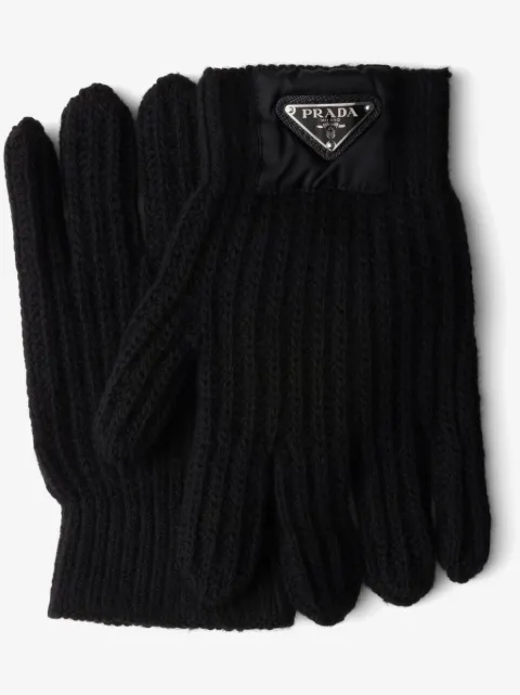 Prada guantes con logo triangular
